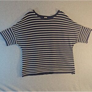 Navy White Breton Striped Top Nautical Resort Coastal Sailor Preppy France
